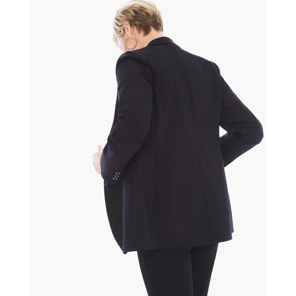 Chicos | Womens Size 2 Black City Chic One Button Blazer Polka Dots Lined - Picture 2 of 12